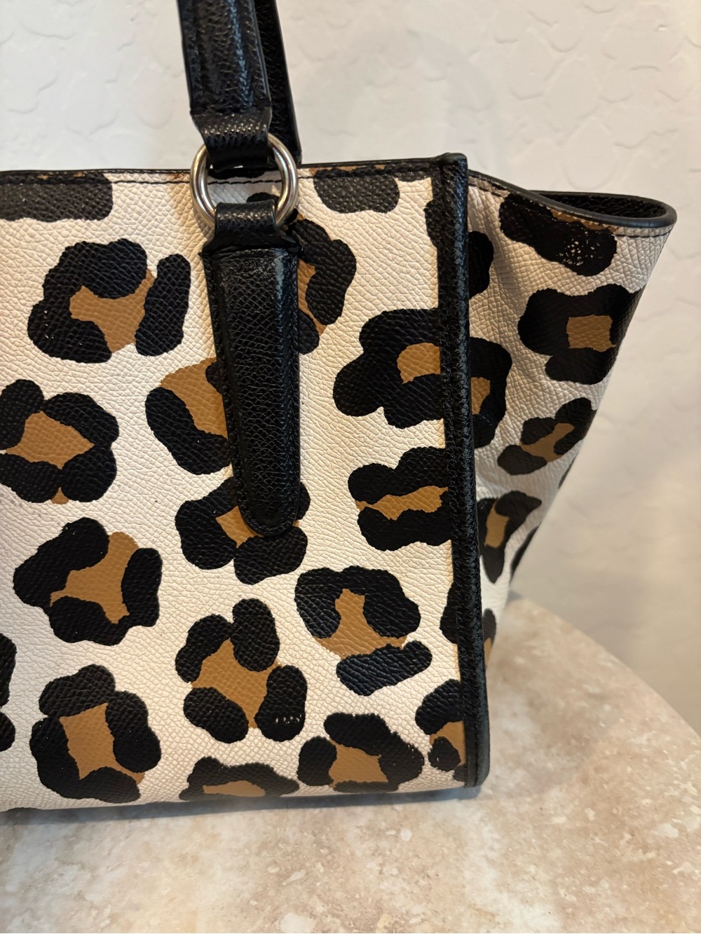 Coach Mini Crosby Carryall Leopard Print Tote Bag in Black & Brown - Picture 11 of 15